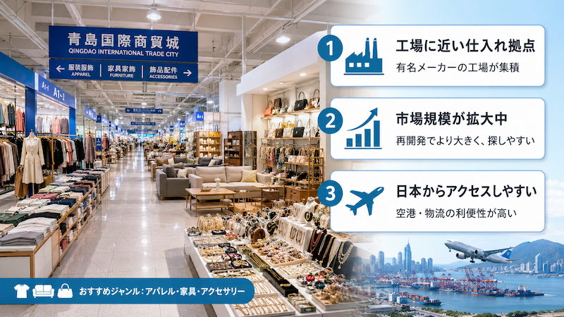 中国輸入の仕入れ先として注目される青島市場
