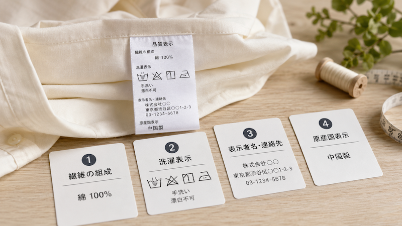 日本語の品質表示タグに記載すべき4項目