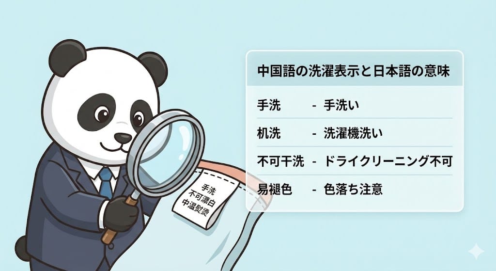 中国語の洗濯表示と日本語の意味一覧
