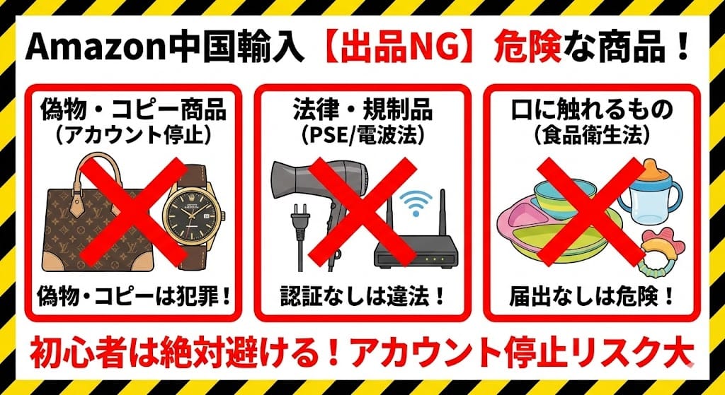 Amazon中国輸入で避けるべき出品NG・危険な商品