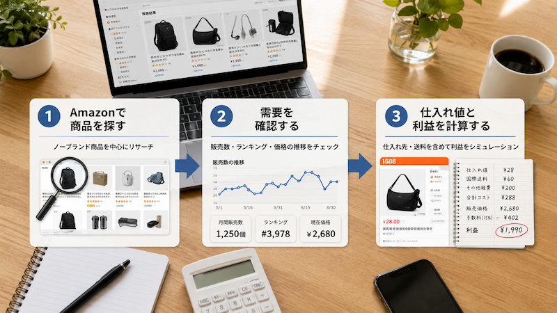 Amazon中国輸入リサーチのやり方3ステップ