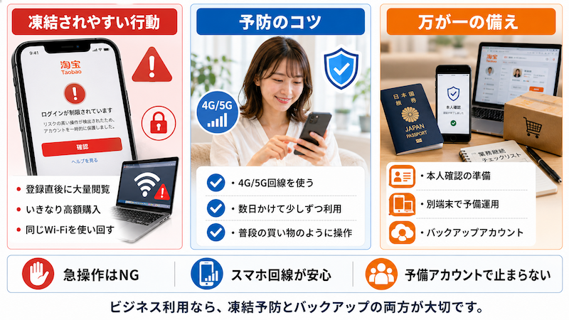 タオバオアカウント凍結の原因と対策