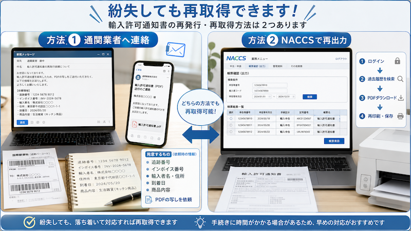 輸入許可通知書の再発行手順