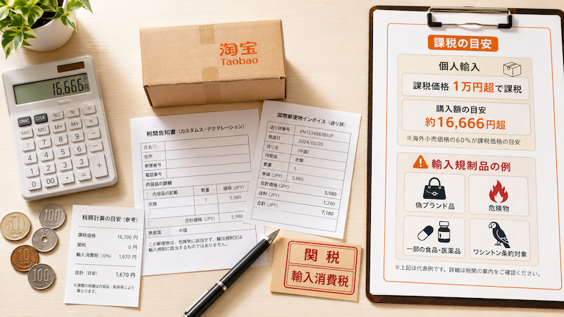 タオバオの関税と輸入規制品