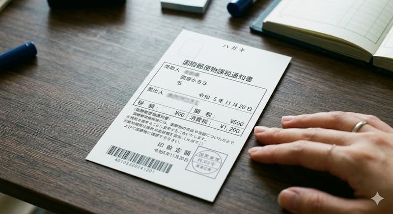 国際郵便物課税通知書 ハガキのイメージ図