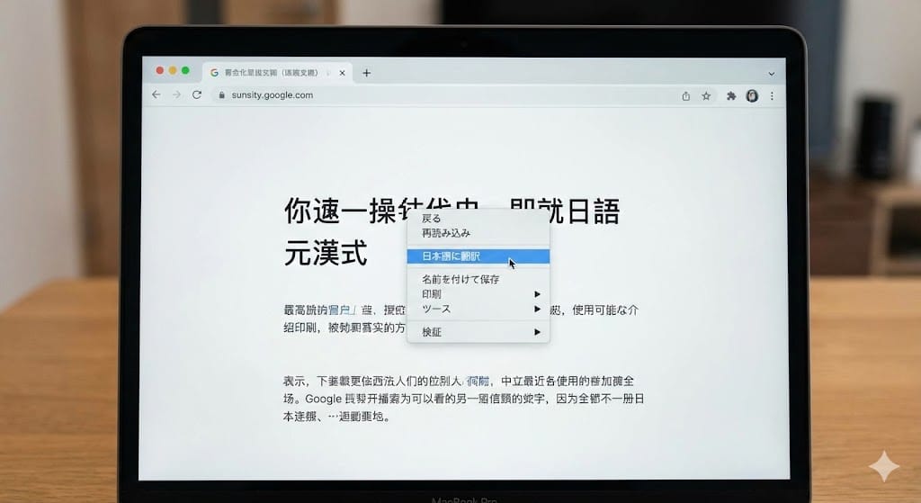 Chrome右クリックメニューの日本語翻訳