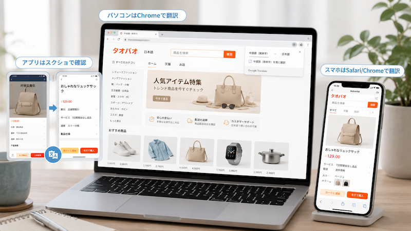 タオバオを日本語で翻訳表示する画面