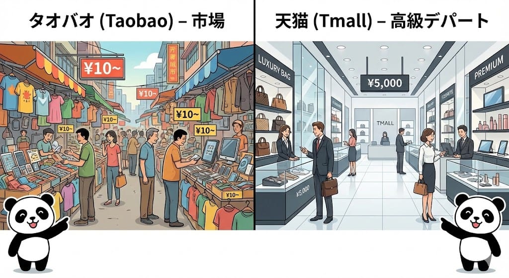 天猫（デパート）とタオバオ（市場）の決定的な違いと特徴