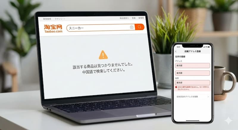 タオバオで日本語検索と住所登録が失敗する例と注意点