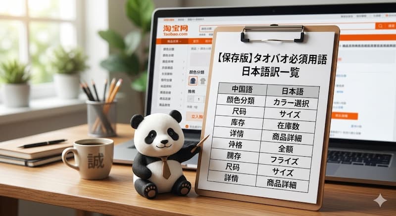 タオバオ必須中国語用語の日本語訳一覧
