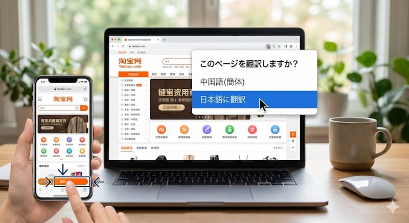 PCとスマホでタオバオを日本語に翻訳する設定方法