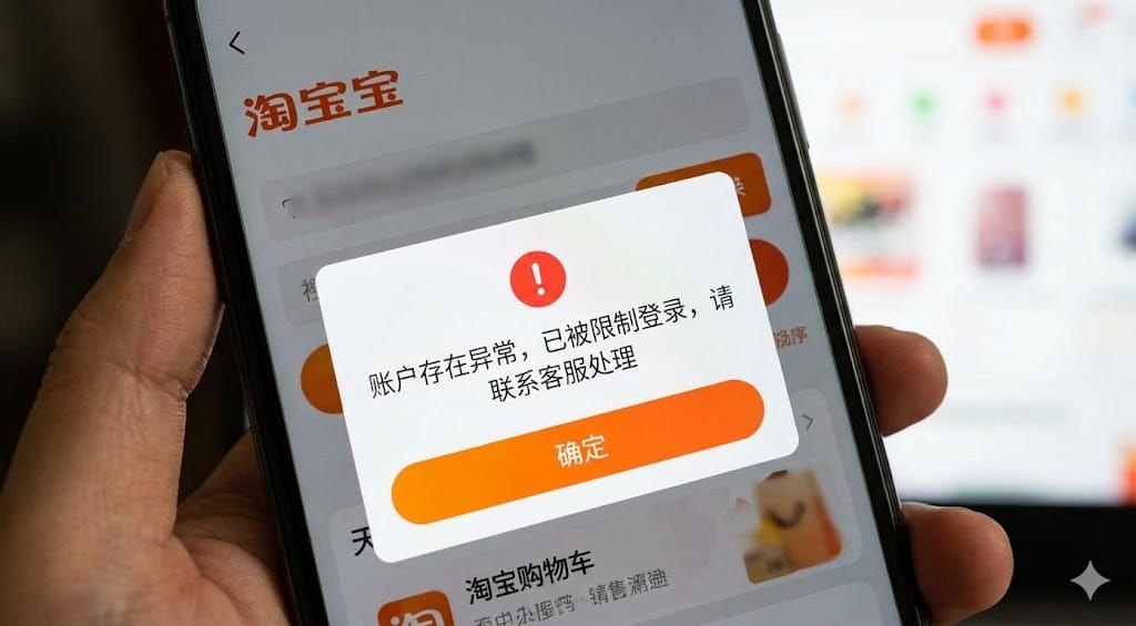タオバオのアカウント制限警告文