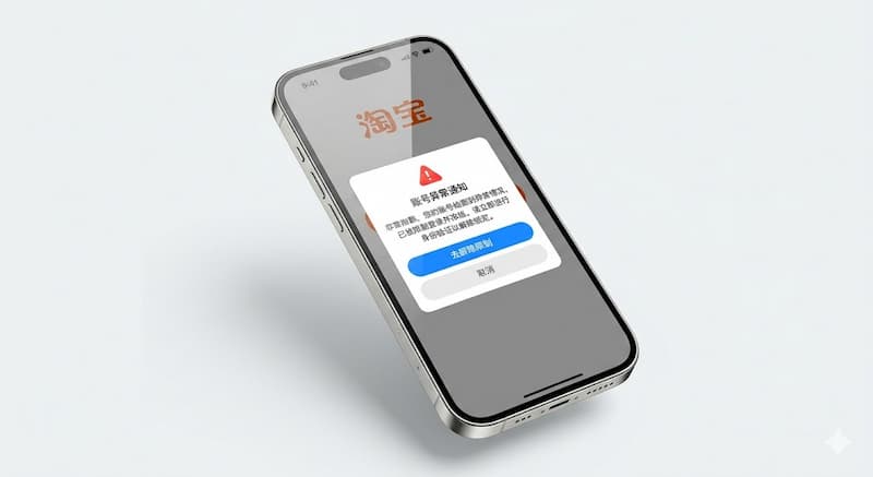 タオバオアカウント凍結・ロック確認時のエラー画面