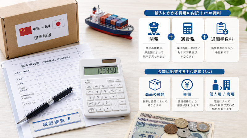 中国輸入の関税と費用内訳