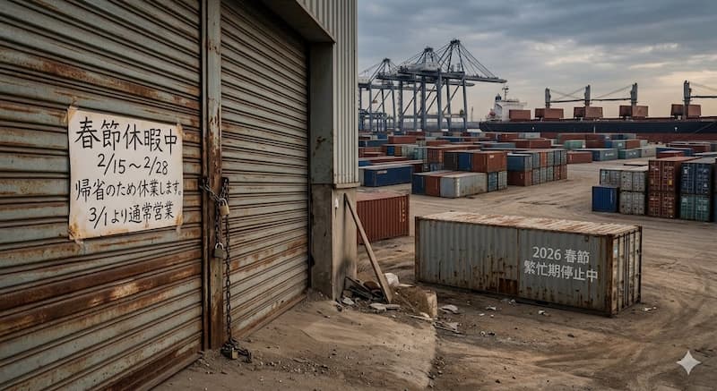 中国の春節前の工場帰省休みと物流のスペース不足