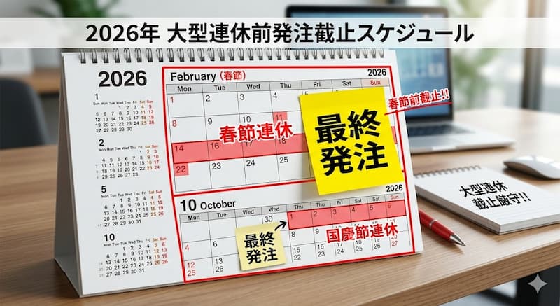 2026年版の春節・国慶節前の発注デッドラインと最終発注日