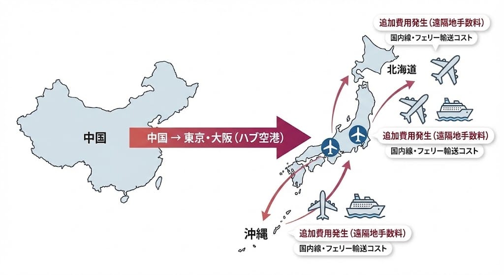 中国輸入の物流ルート図解