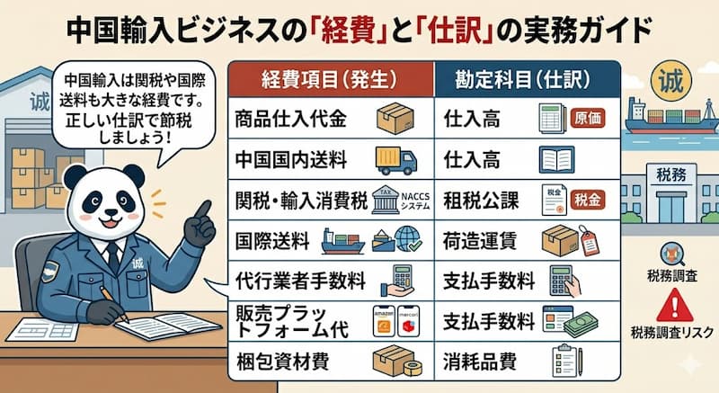 中国輸入ビジネスの経費一覧と勘定科目の仕訳例