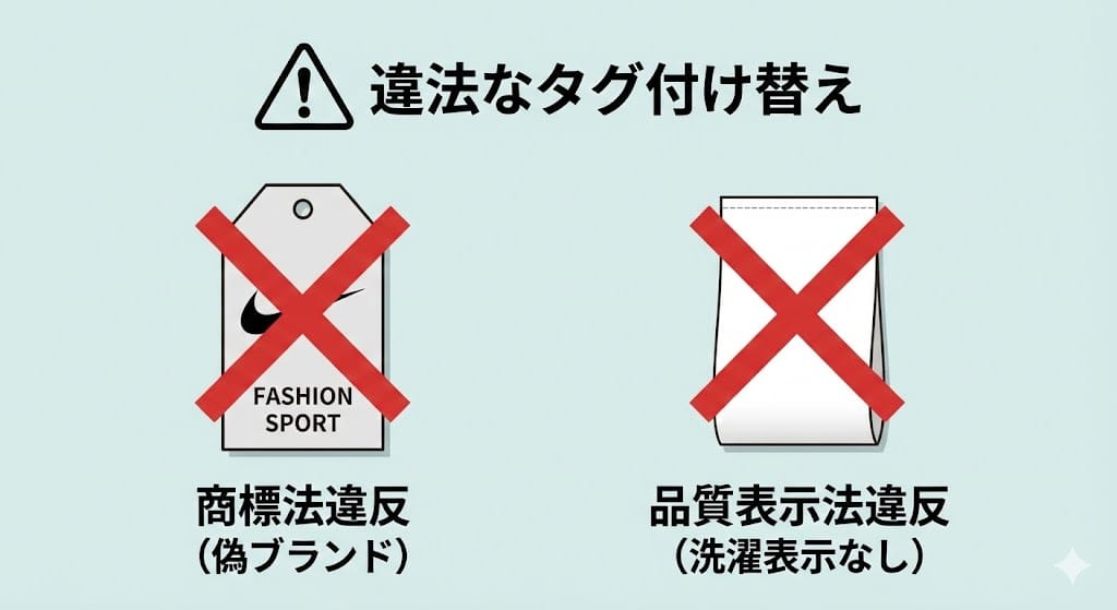 タグ付け替えが違法になる商標権と品質表示違反