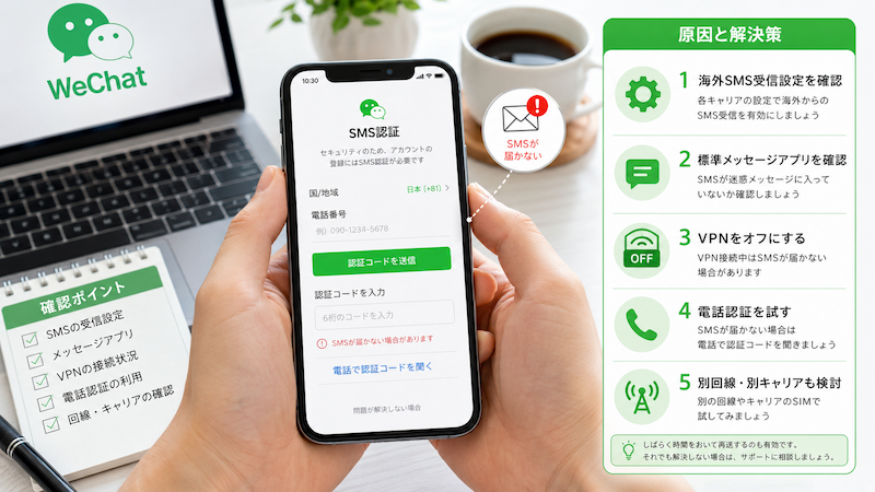 WeChatのSMS認証エラー対策