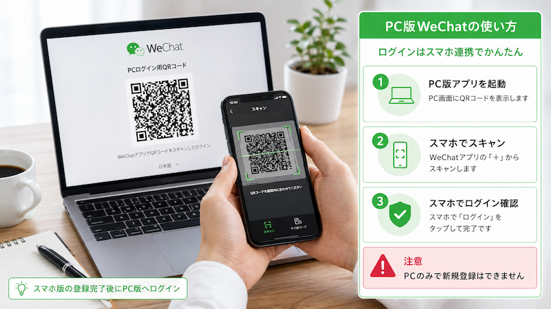 PC版WeChatのログイン手順