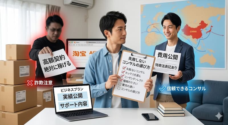 中国輸入コンサル失敗しない選び方の比較イメージ