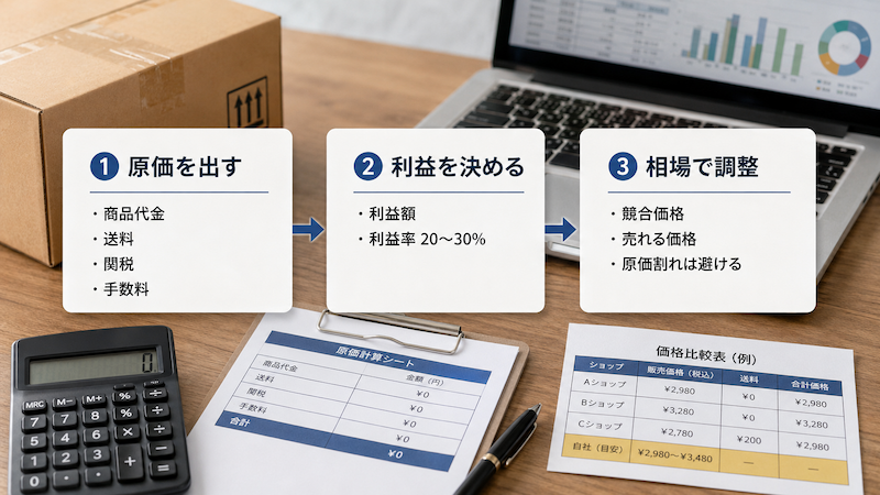 中国輸入の価格設定3ステップ