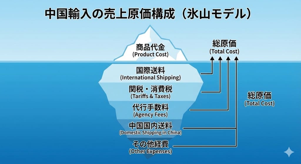 中国輸入の売上原価の内訳イメージ図