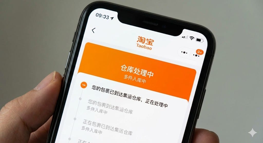 タオバオ 倉庫処理中 ステータス画面