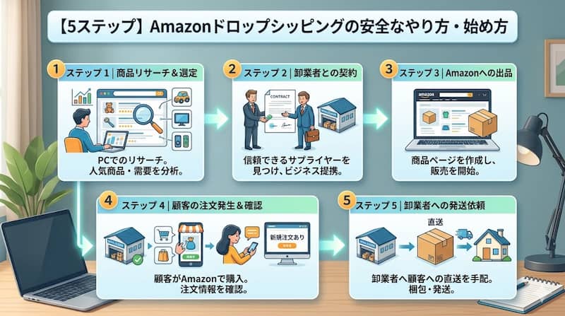 Amazonドロップシッピングをはじめるための安全な5つのステップ