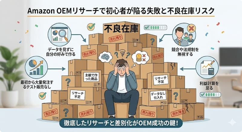 AmazonのOEMリサーチで初心者が陥る失敗と不良在庫リスク