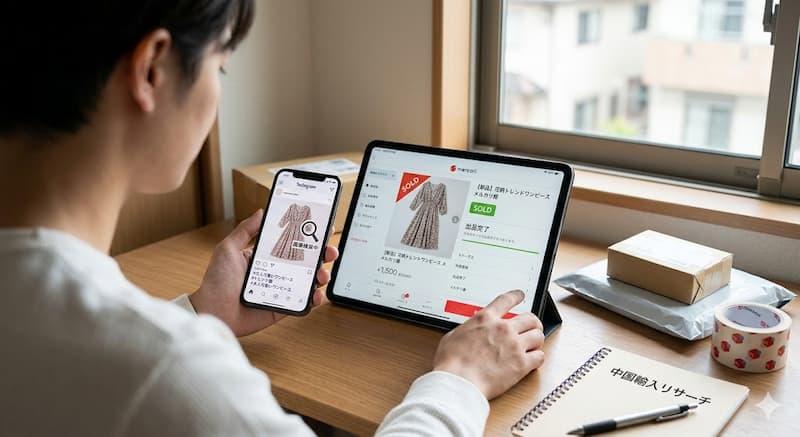 売れる中国アパレル服を見つける画像検索リサーチとメルカリでの販売