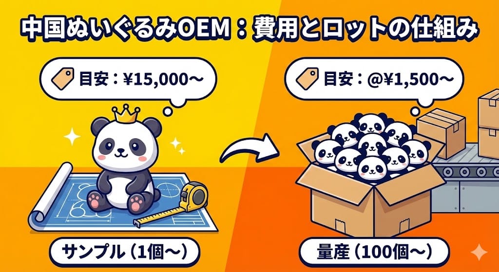 中国ぬいぐるみOEMの費用とロット相場の図解