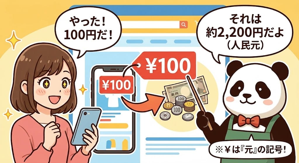 タオバオの¥マークは日本円ではなく人民元