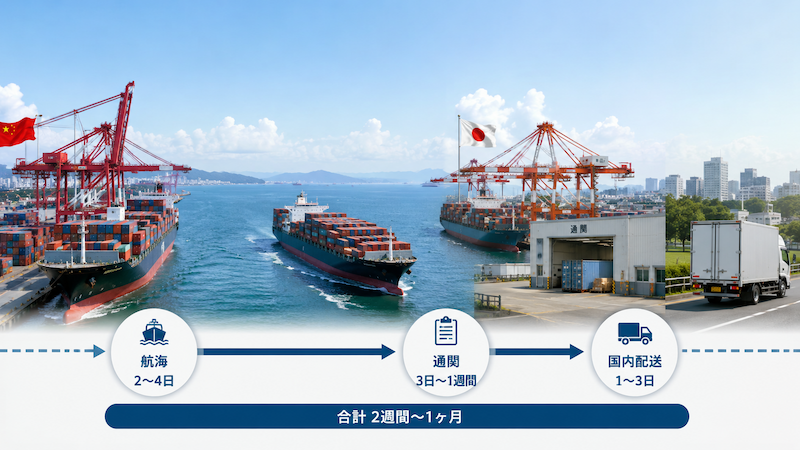 中国輸入の船便日数