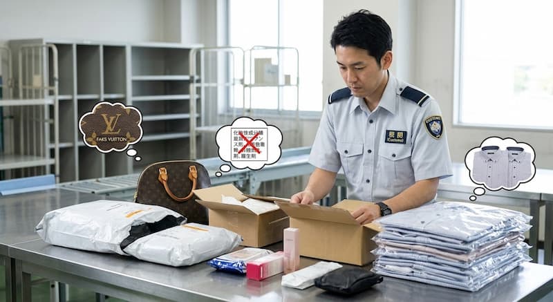 税関での偽ブランド品や輸入規制品の検査
