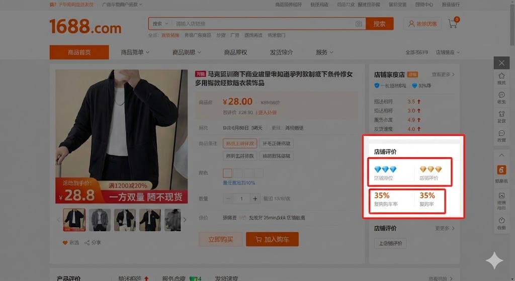 1688.com 店舗評価 リピート率