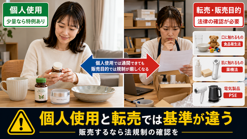 個人輸入と転売目的の規制の違い