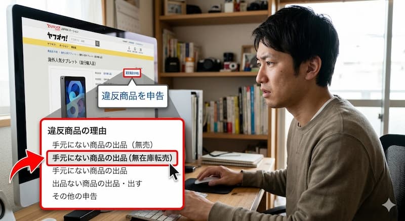 ヤフオクの無在庫転売がバレる原因と違反申告での通報