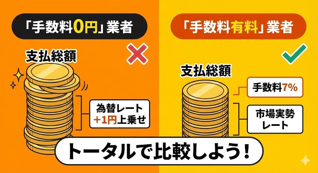 代行手数料0円と有料プランの支払総額比較