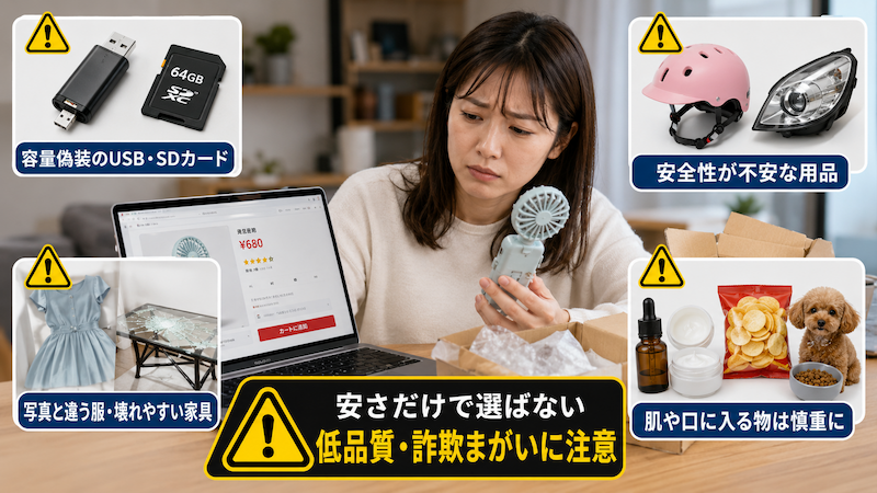 アリエクの低品質商品と詐欺リスク