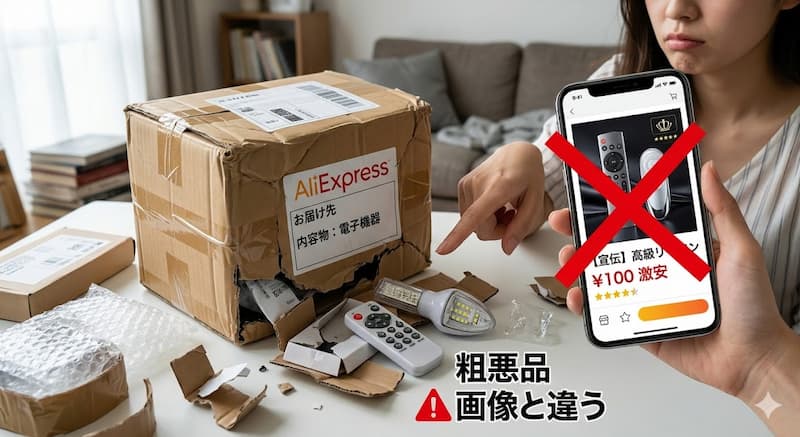 アリエクの低品質アイテムと詐欺商品