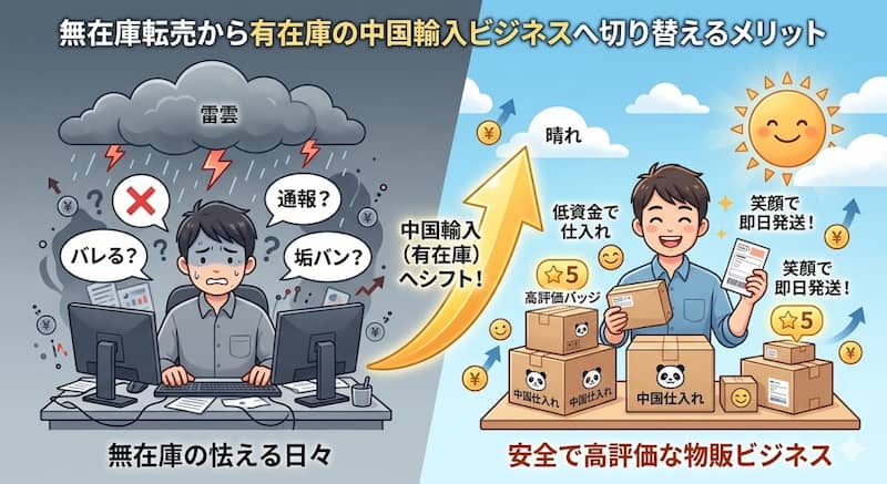 無在庫転売から有在庫の中国輸入ビジネスへ切り替えるメリット