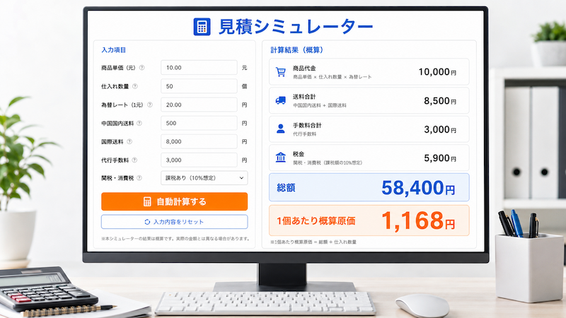 見積シミュレーターの画面