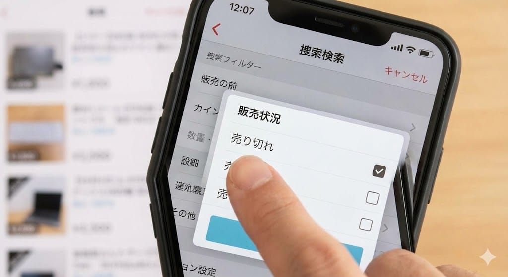 メルカリの売り切れ検索手順