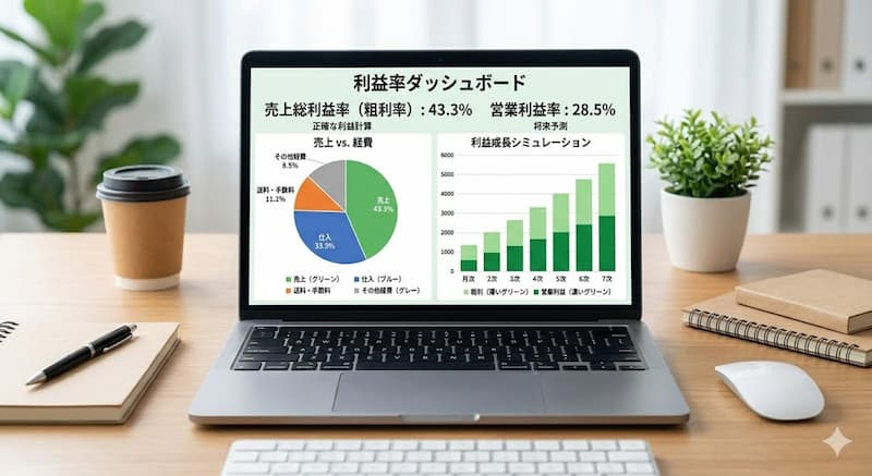 物販の正確な利益率の計算方法とシミュレーション画面