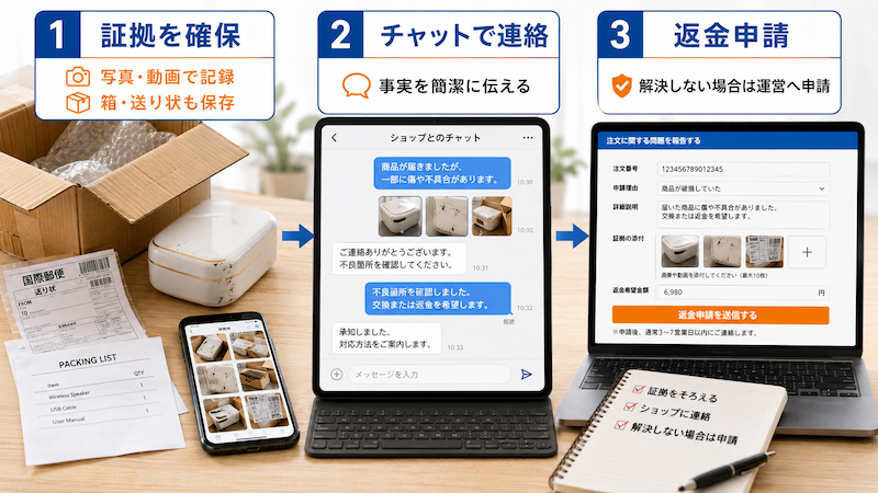 アリババの返金申請とトラブル対応手順