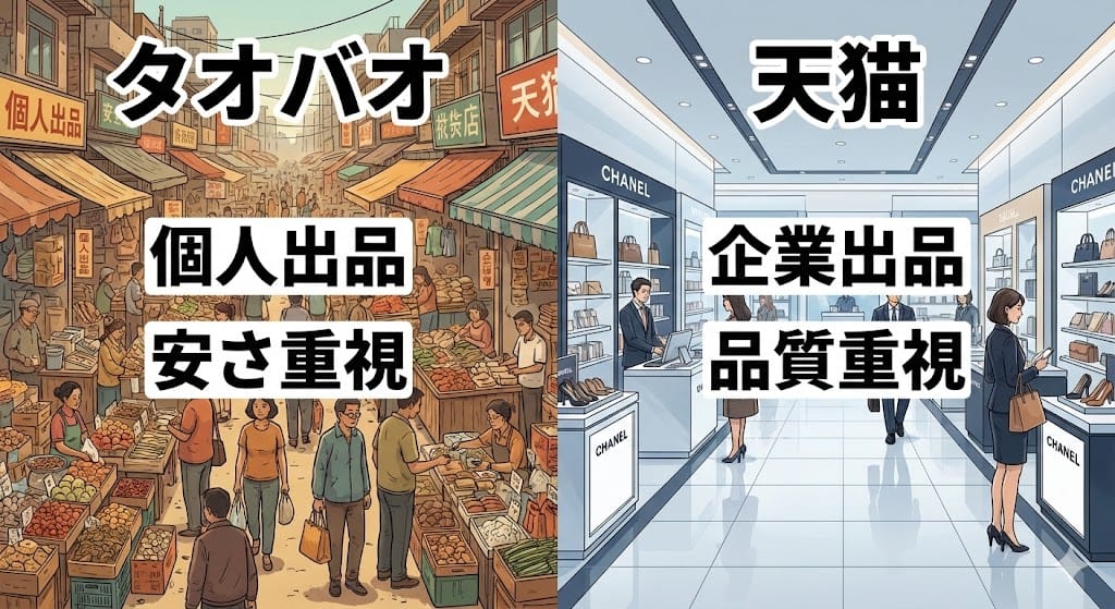 天猫とタオバオの違い比較イメージ
