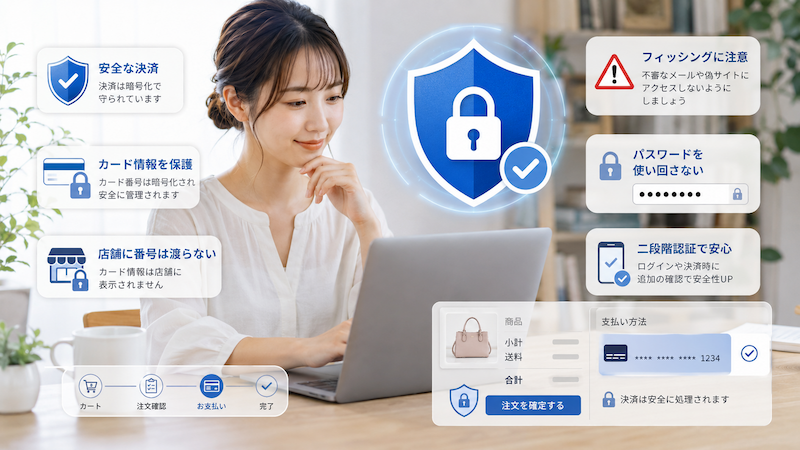アリエクの決済セキュリティとカード情報保護のイメージ