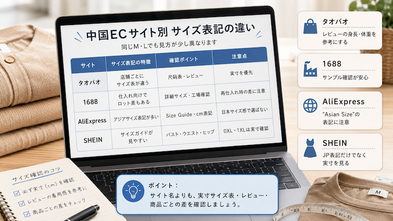 中国服サイズは日本と違う？S・M・L換算早見表とCNタグの見方
